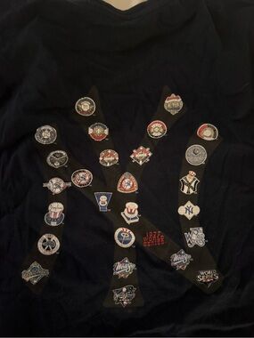 47 Brand Navy Blue New York Yankees Logo Pin Collage Short Sleeve Tee